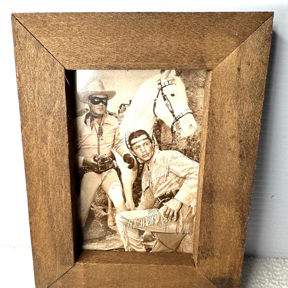 Lone Ranger & Tonto Fotocard Vintage Postcard Rare 4 X 6” Rustic Frame 8 X 6”